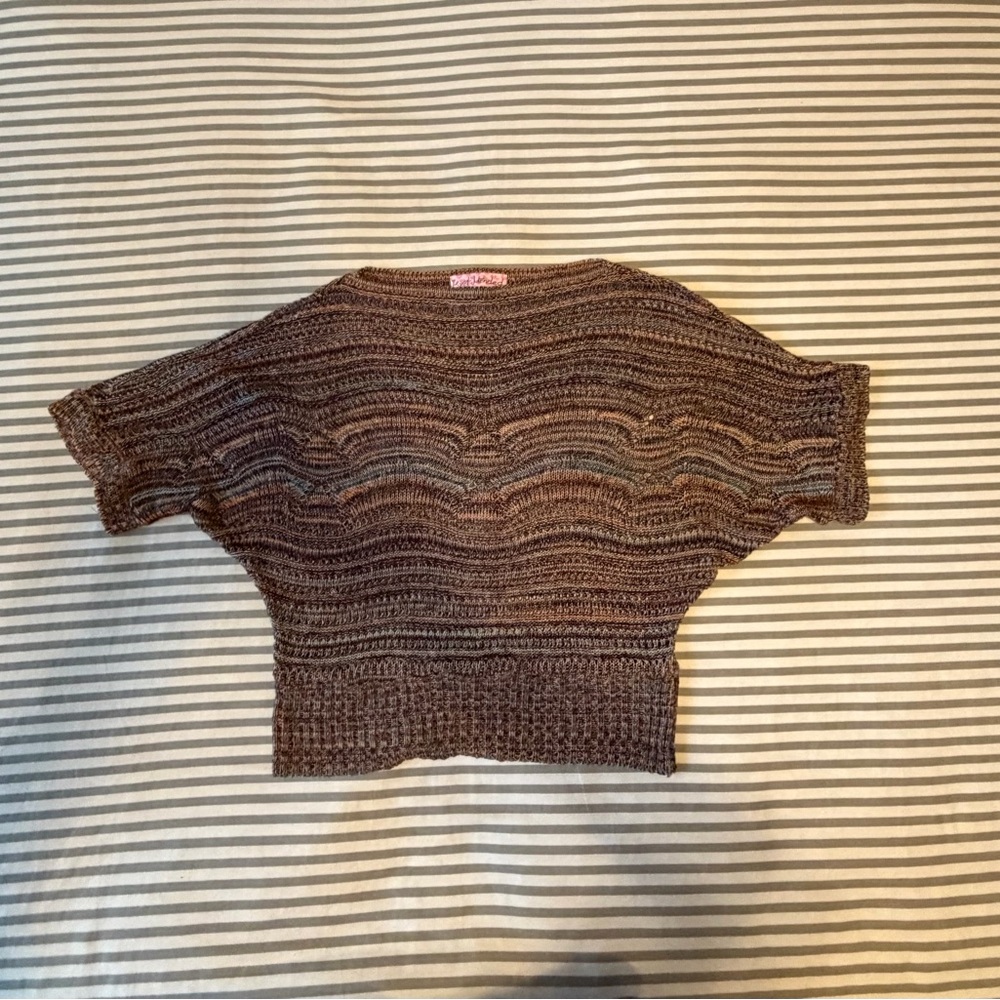 Multicolor earth-tones knit cropped sweater